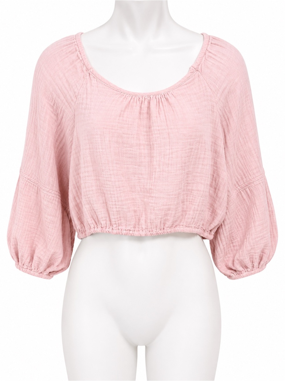 Free People Dusty Pink Cropped Cotton Gauze Top